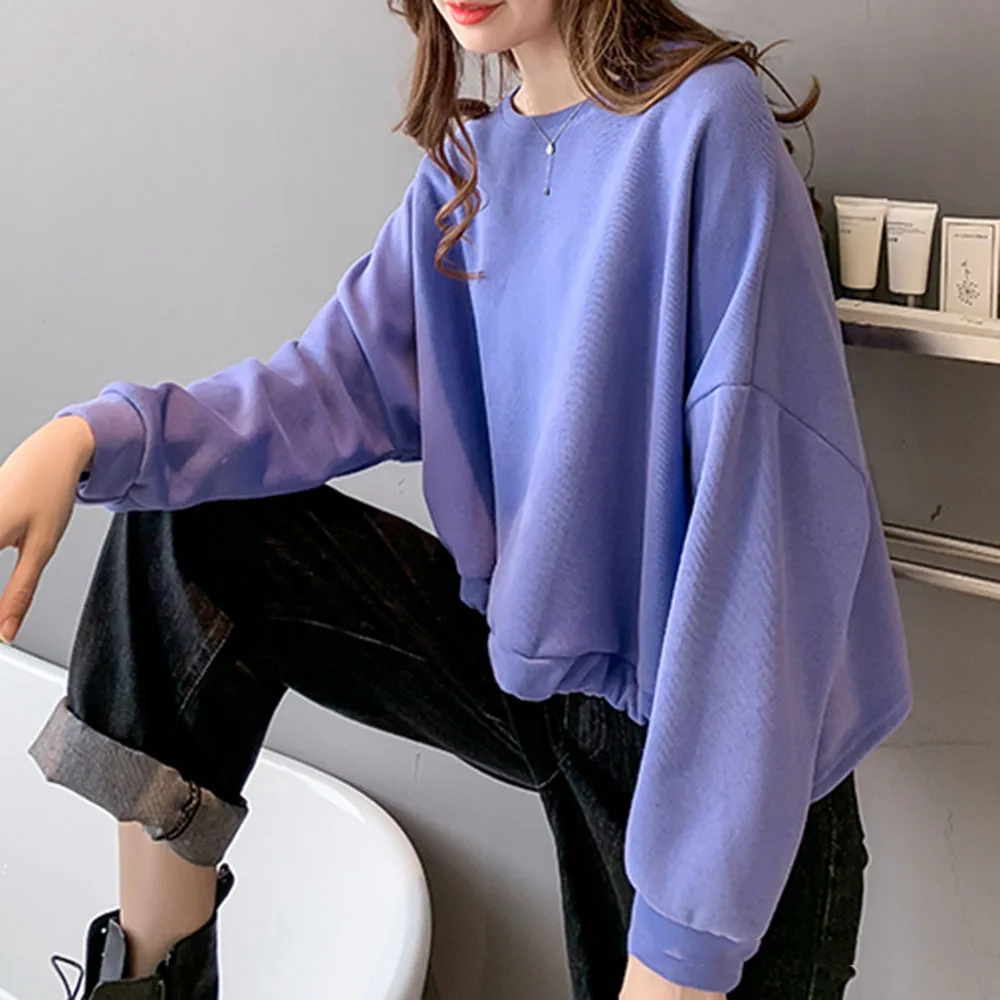 

Spring Autumn Short Hoodie Oversize Harajuku Korean Casual Loose Hip Hop Long Sleeve Crop Top Hoodies Women Pullover Cropped