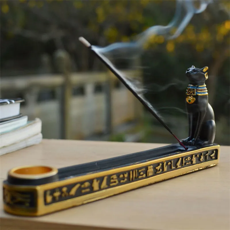 Resin Retro Incense Burner Creative Egypt Cat God Incense Stick Holder