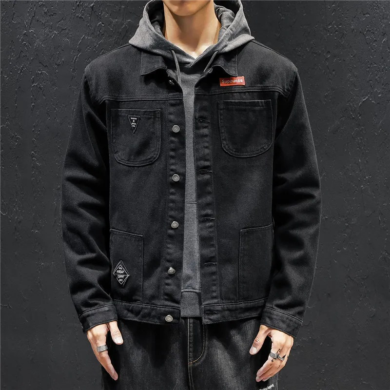 

Men jackets Autumn Winter Slim-type Denim Coat 2019 New Cardigan Tops Long-sleeved Button pocket Casual Young men jackets