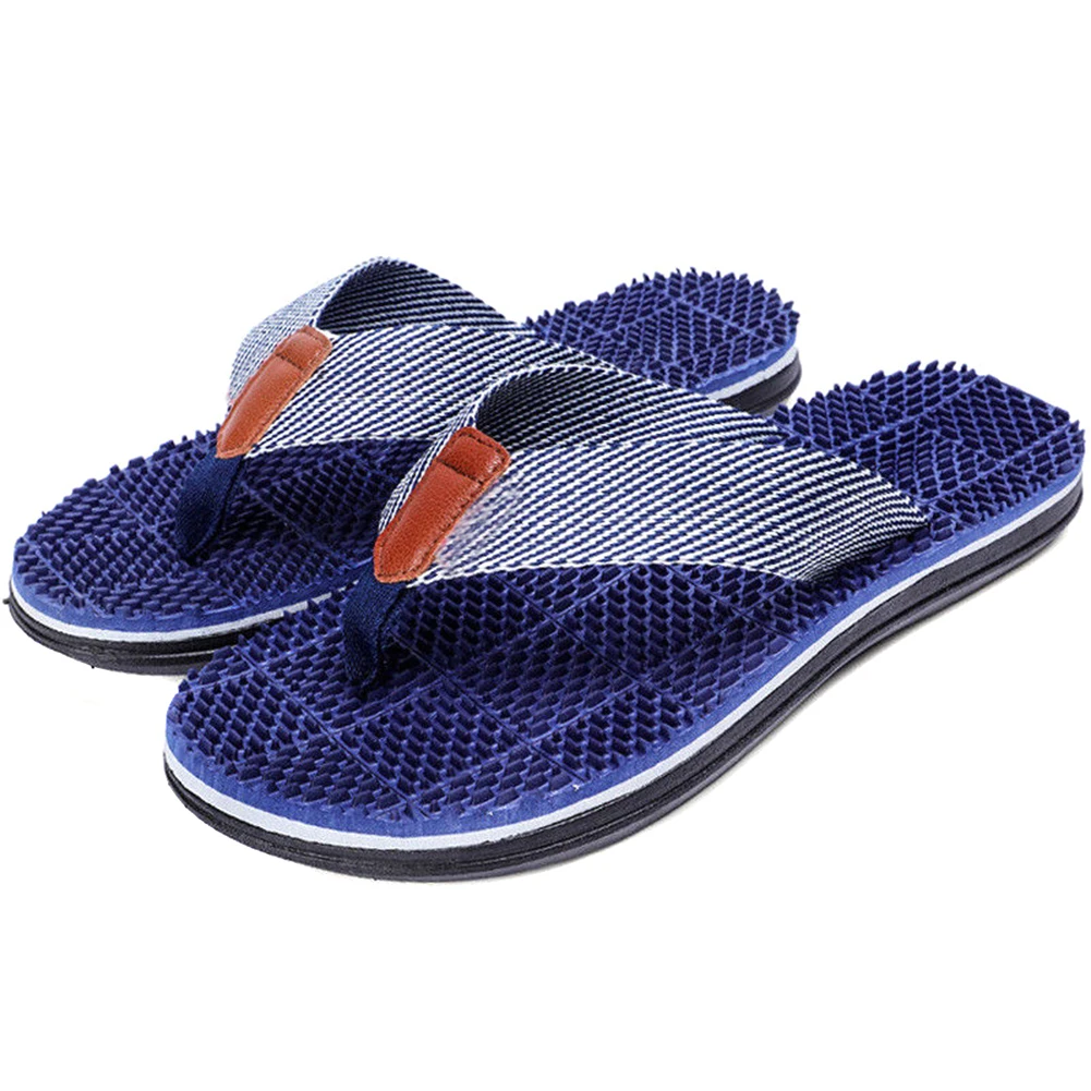 blue 40 Men Flip Flops Massage Slippers Sandals Textile Strap Anti-slip Shoes for Summer Beach MUG88 - Цвет: blue 40