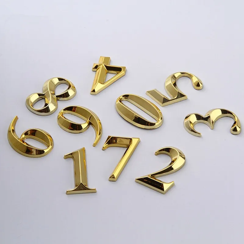 House Number Signs Gate Digits 0 to 9 Plastic Number Tag Numeral Door Plaque House Drawer Sign Plating Hotel Home Drawer Sticker Address Door Label