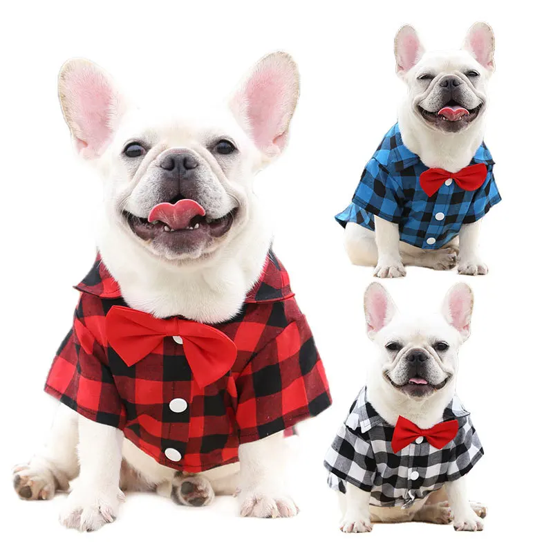 Small Big Dogs Shirt Summer Pet Plaid Clothes For Xs 4xl Puppy Party Outfits Jackets Costume Dog
