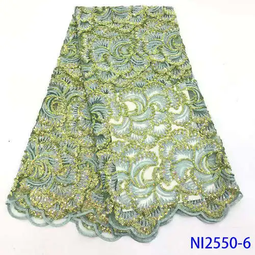 NIAI африканские нигерийские кружева с блестками ткани высокое качество кружева вышитые французский Тюль кружевная ткань для женского платья NI2550-3 - Цвет: picture 6