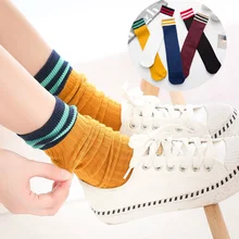 Носки женские хлопковые корейский носок 5 пар японские зимние осенние свободные носки школьные консервативные полосатые носки для девочек высокого качества 20