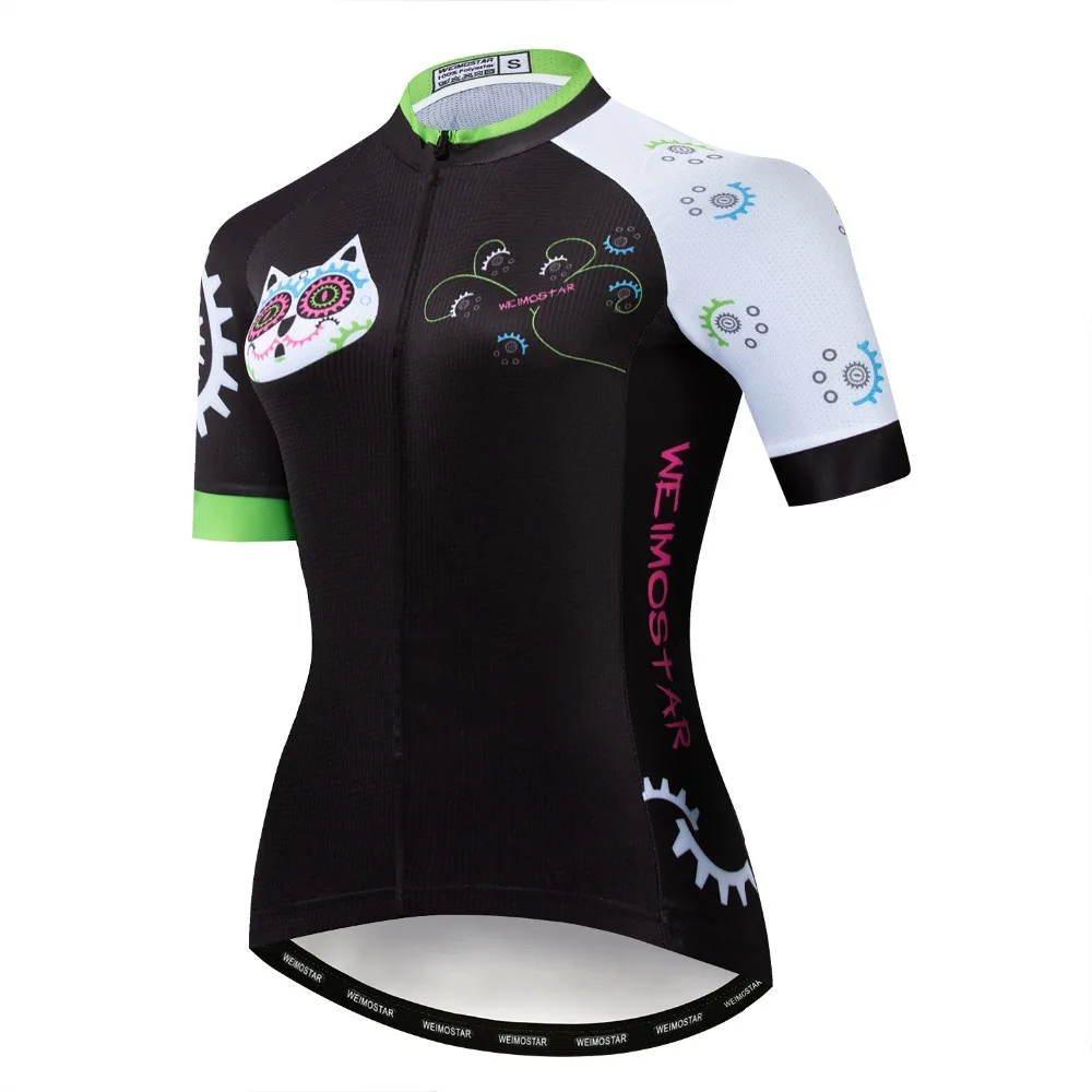 Велоспорт Джерси Женская с коротким рукавом горный велосипед одежда гоночная MTB велосипедная Одежда для велоспорта из полиэстера форма кошка