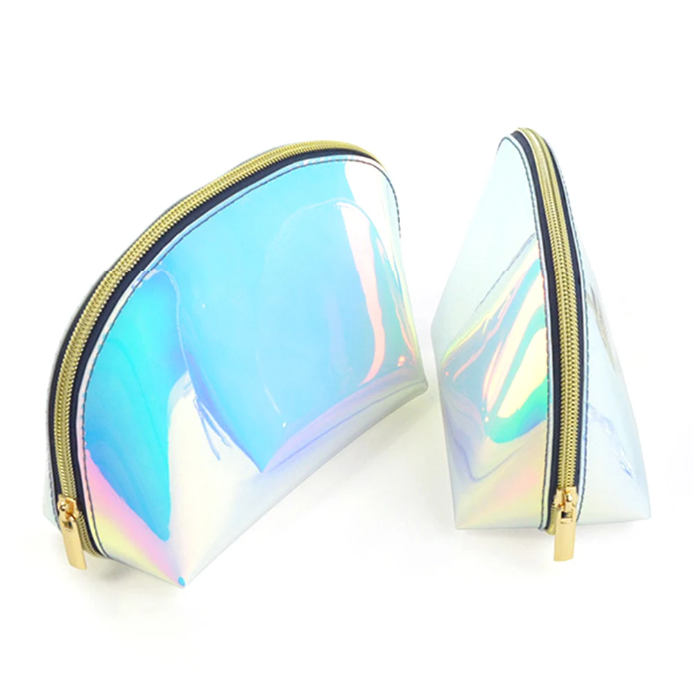Transparent Large Capacity Cosmetic Bag TPU Practical Fashion Makeup Case Toiletry Women Travel Holographic Laser Zipper