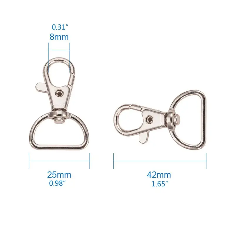 20Pcs 360° Swivel Trigger Snap Hooks Lobster Claw Clasp D Ring Keychain Findings | Украшения и аксессуары