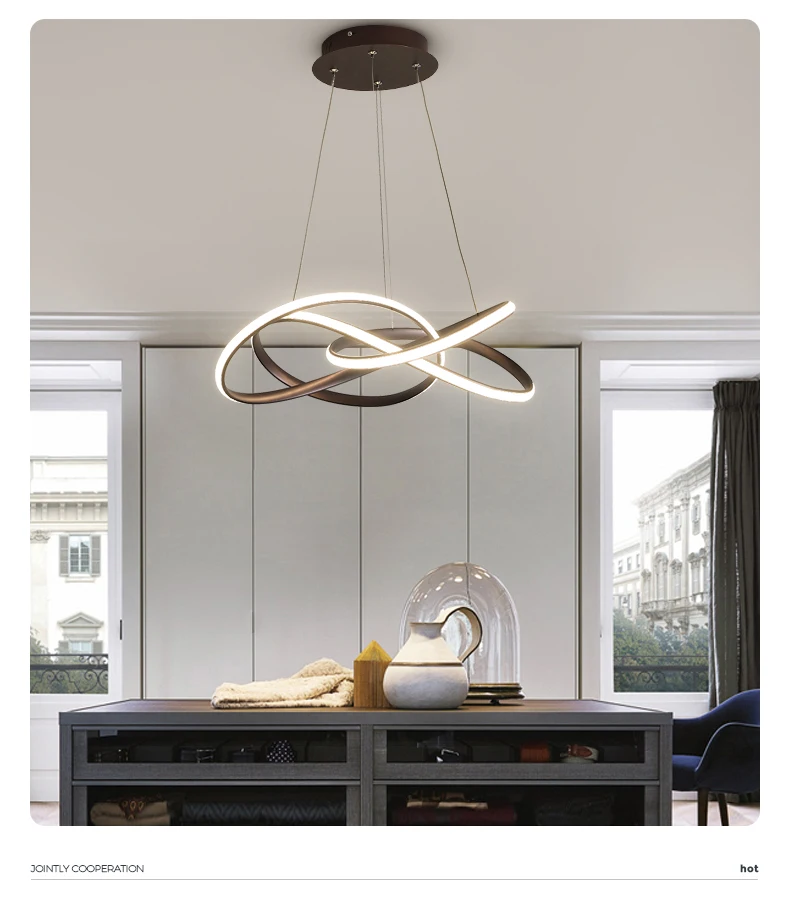 Новое поступление, креативные современные светодиодные подвесные светильники для гостиной, столовой, кухонной комнаты, белая или кофейная