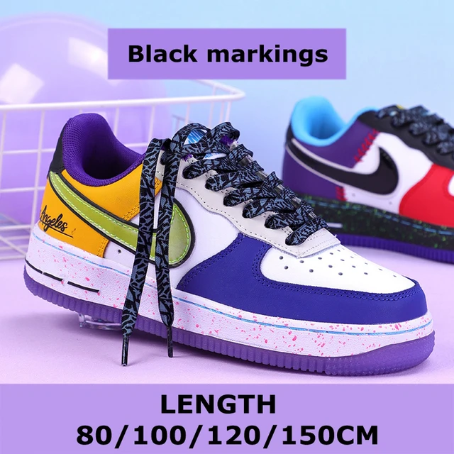 Flat Shoelaces Rainbow Colour Shoe Laces Casual Canvas Shoes Colorful Shoelace Print Gradient Suitable for All Unisex 1 Pair Black markings