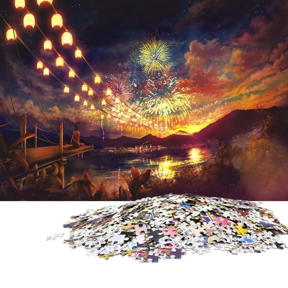 

1000Pcs 3D Paper Jigsaw Puzzle For Adults Kids Toys Puzzles Wooden Educational Toys Decoration Stickers Romantic Fireworks