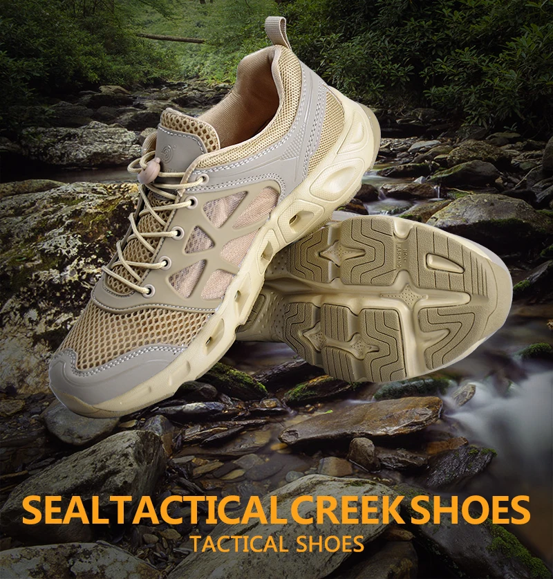 

AHN WILD Summer Sports Waterproof Quick Dry Tactical Upstream Shoes Men Hiking Fishing Breathable Mesh Beach Wading Water Shoes