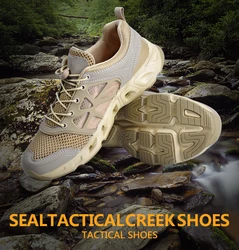 HAN WILD-zapatos deportivos impermeables para hombre, calzado táctico de secado rápido, senderismo, pesca, malla transpirable, playa, vadear, Verano
