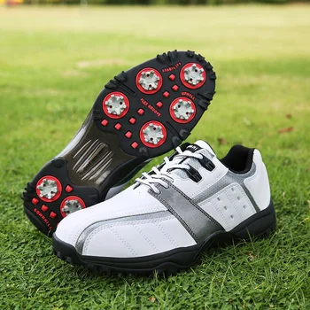 

New Arrival Men Golf Sneakers Comfortable Leather Golf Spikes for Man Luxury Brand Men Sports Shoe White Big Boy Golf Trainers
