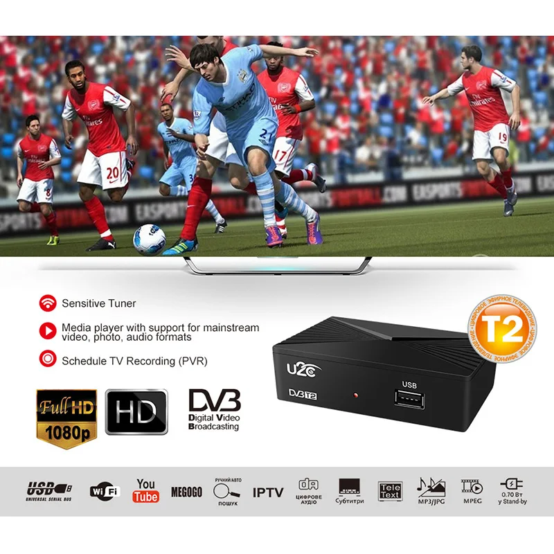 AMS-DVB-T2/C спутниковый ресивер Full HD 1080P цифровой ТВ-тюнер рецептор DVB T2 H.264 для YouTube IP tv Megogo для российской Европы
