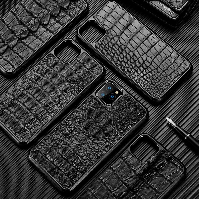 Heavy protective shockproof Real Crocodile case For Iphone 12 pro max 12 Genuine leather cover For iphone 11 pro xr xs max 8plus