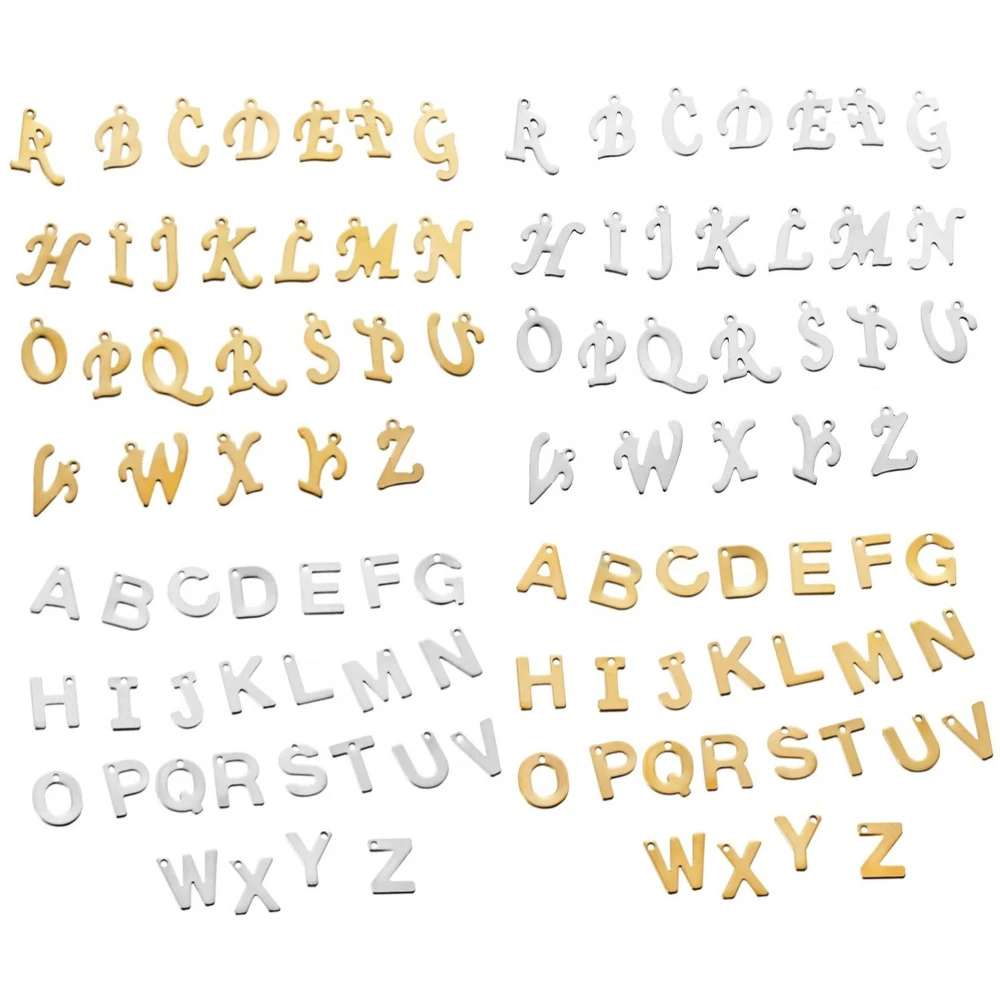 Gold Color Stainless Steel A-Z Letter Pendant Alphabet Charms Pendants DIY Neckalce Jewelry Making Accessories 26Pcs/Lot