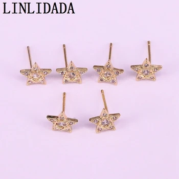 

10Pair Wholesale New arrived Gold Filled Star shape cz stud earring Charms Jewelry