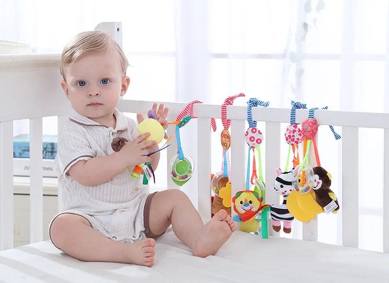 Soft Infant Crib Bed Stroller mobile Hanging Rattle Toys Baby Frog Elephant Owl Cat Toy Trolley 0-12 Newborn Plush Educational