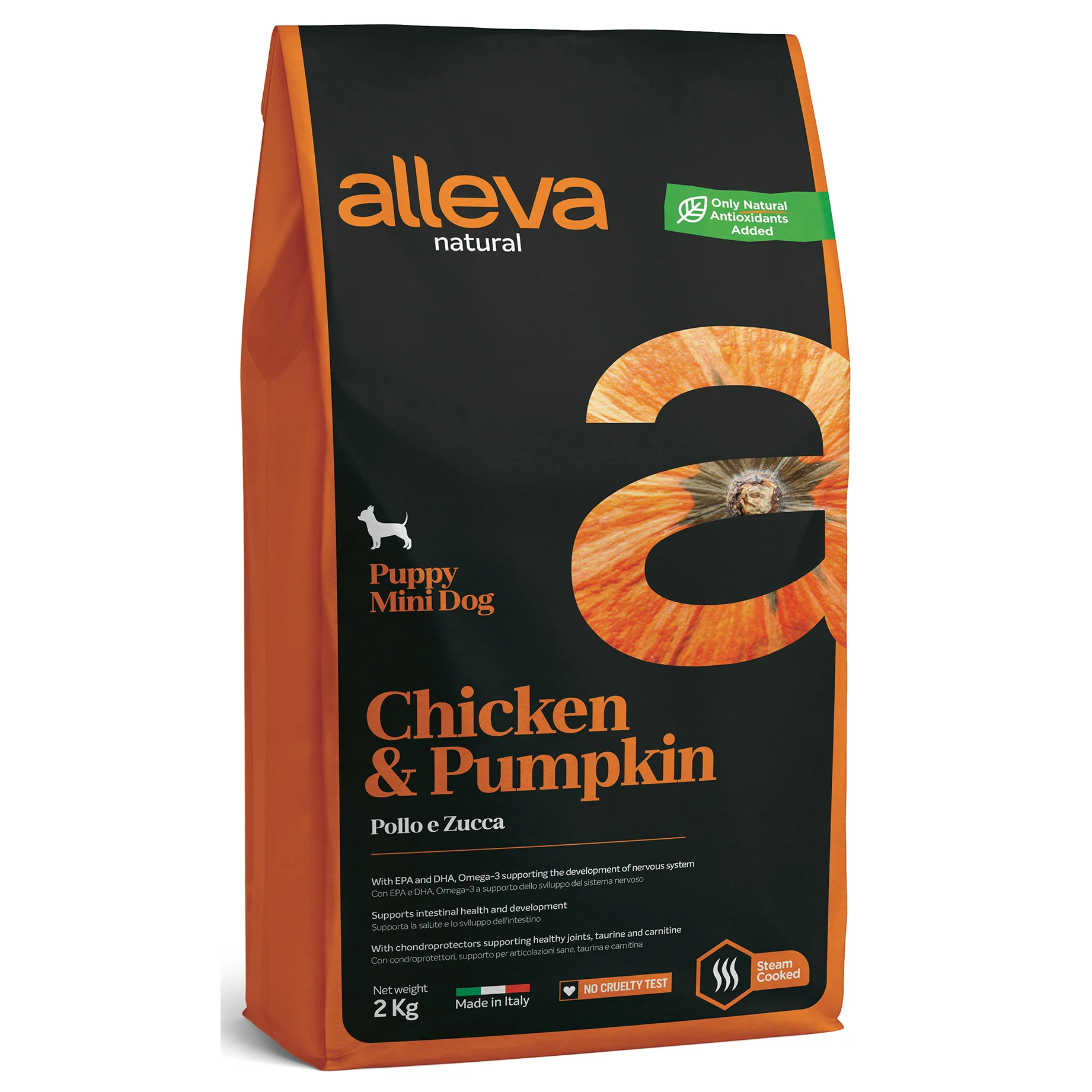 Корм Alleva Natural Puppy Mini Chicken & Pumpkin для щенков малых пород беременных и кормящих сук