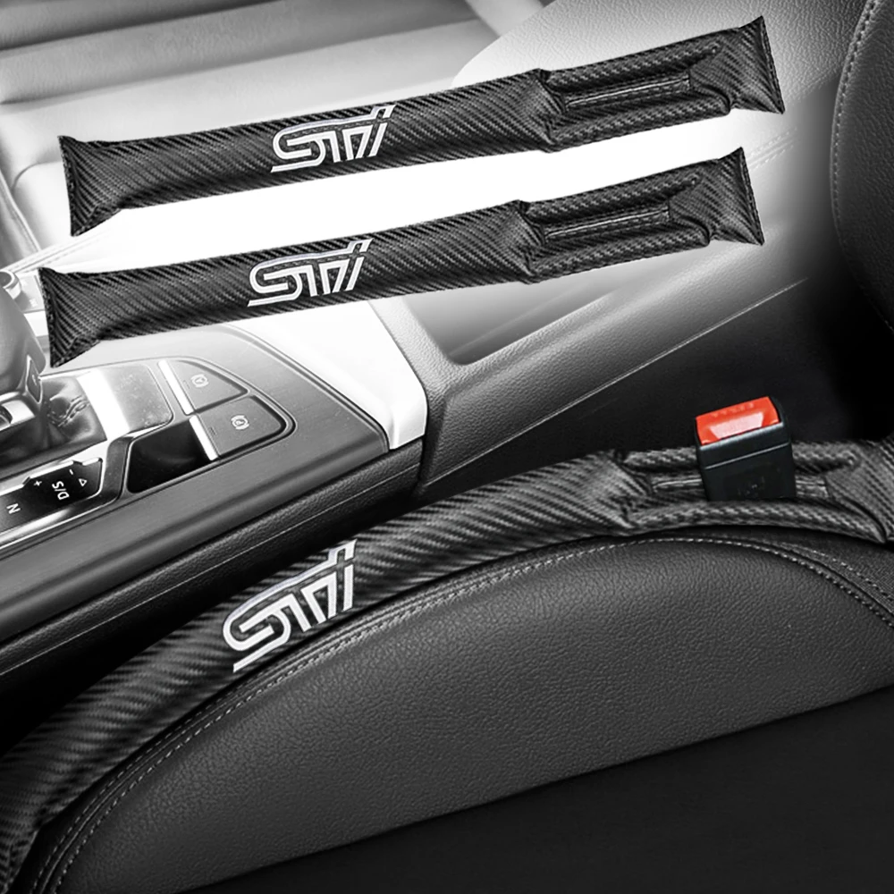 

2PCS Faux Leather Auto Seat Gap Pad Filler Spacer Slot Plug Car-styling Accessories STI Logo For Subaru Impreza Forester Tribeca