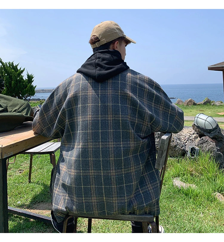 Korean Men Women Plaid Jackets Shoulder Letter Embroidery lovers Coats Autumn Winter Man Jacket Casual Clothes Plus Size