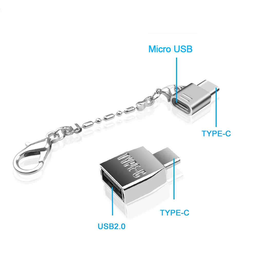 Адаптер type-C Micro USB 2,0 Женский к USB 3,1 Тип C штепсельный кабельный переходник USB-C OTG type-C конвертер данных зарядный адаптер серебристый