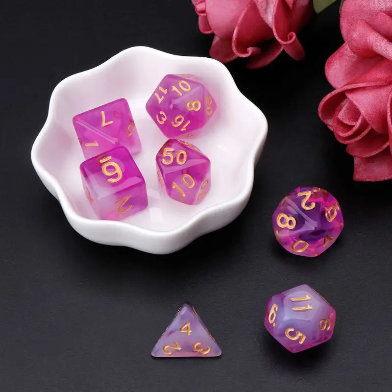 7 шт./компл. многогранные кости D4 D6 D8 D10 D12 D20 для подземелья и дракон D&D ролевой игры поли настольная игра M7DC