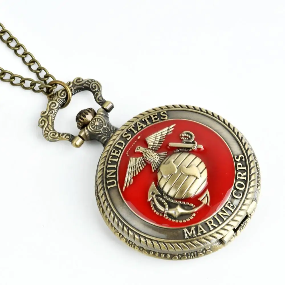 

Quartz pocket watch Fashion Personality Large Antique Bronze Red Face Bird Shield Retro Quartz Pocket Watch With