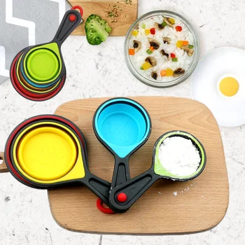

Telescopic Cup Baking Cook Tools Measuring Cups Spoons Collapsible Pots Drinking Portable Durable Ice Cream 4pcs/Set