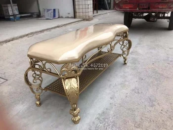 

Fashion Retro Shoe Bench European Leather Sofa Seat Stool Clothing Store Simple Storage Stool Wrought Iron Indoor Shoes Bench