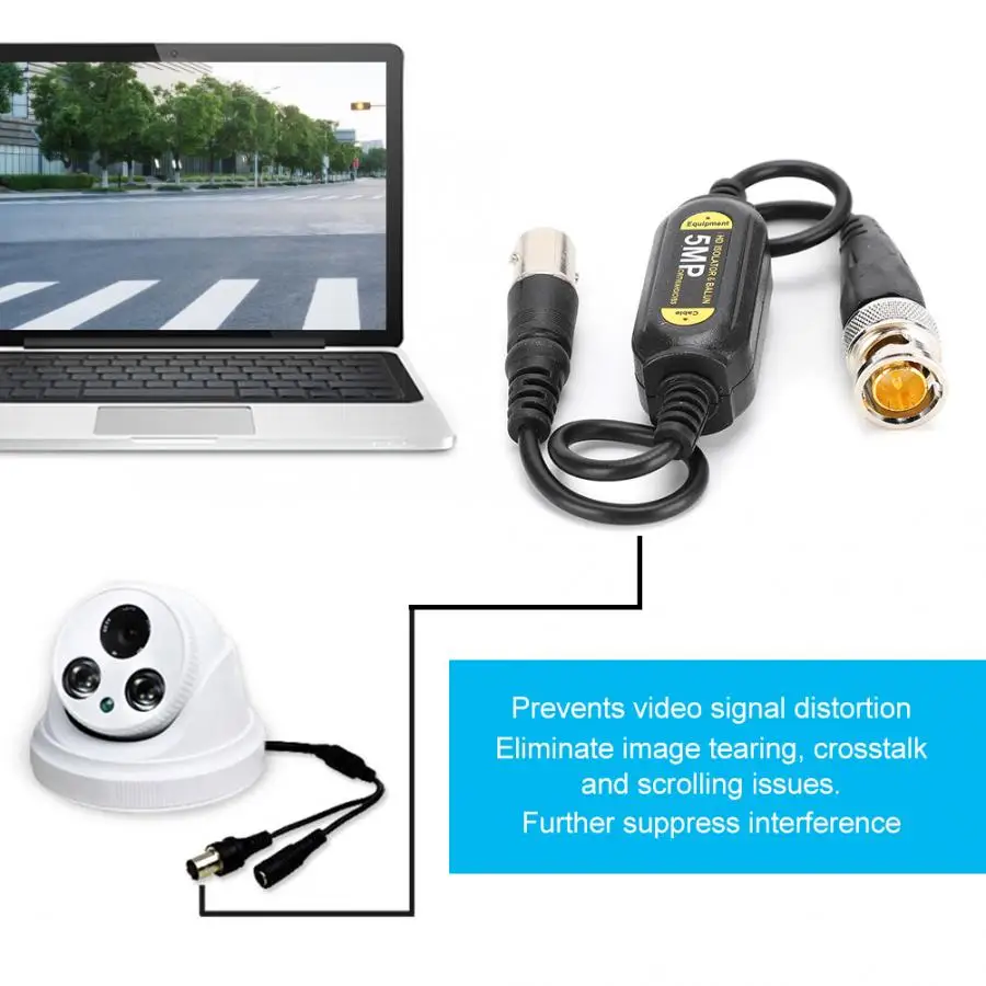2pcs 5MP HD коаксиальный Видео заземление петли изолятор балун CVI/AHD/TVI/CVBS сигнала