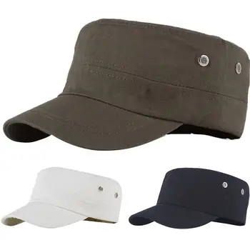 

Classic Vintage Flat Top Mens Washed Caps And Hat Adjustable Fitted Thicker Cap Winter Warm Military Hats For Men
