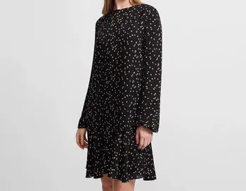 

Women Shirt 2020 Early Spring Dress Elegant Star Print Silk Ruffle Patchwork Dress