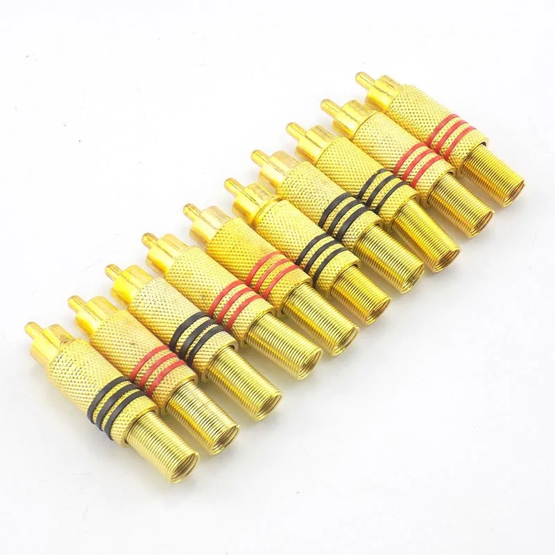 2/4/10pcs Gold RCA Male Connector red black for Locking Cable Plug Adapter Audio Video IP Camera CCTV Security System M20