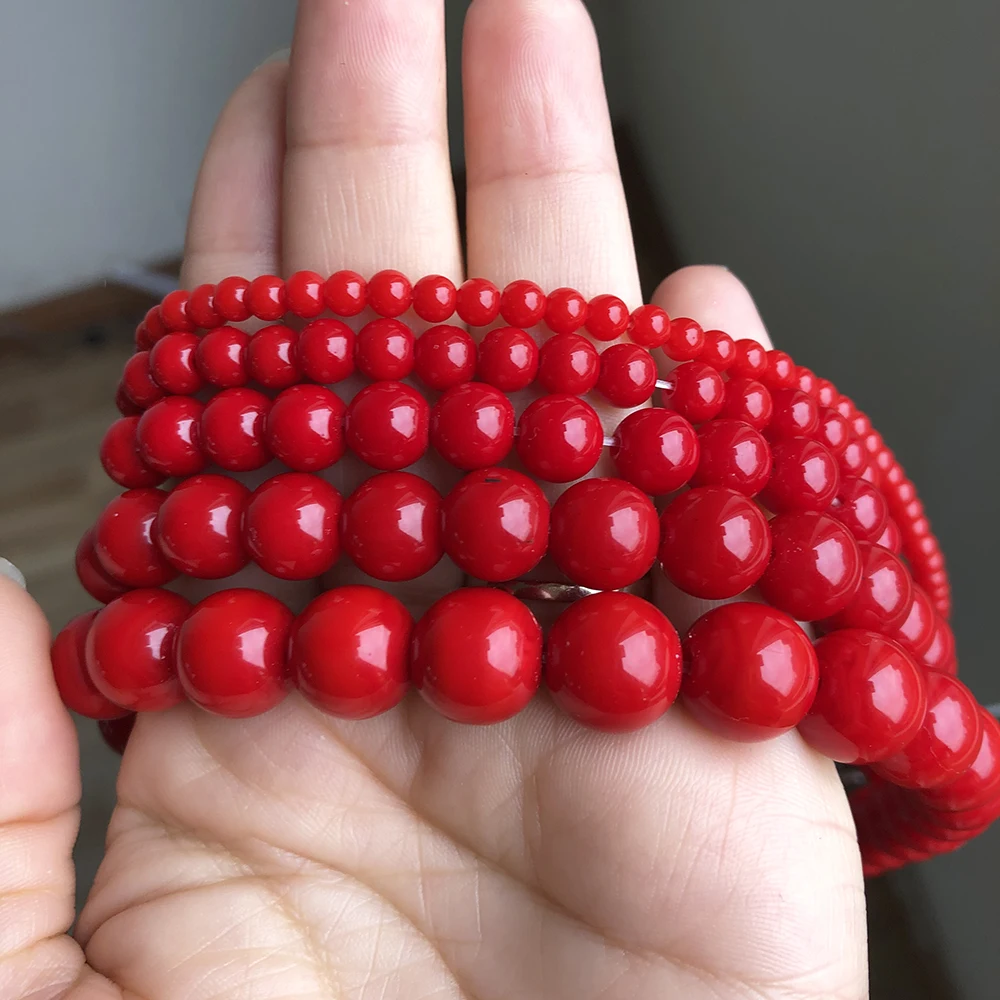 Perline Di Pietra Naturale Coral Rosso Perline Distanziatrici Rotonde Sciolte Per La Creazione Di Gioielli Accessori Per Collane Fai Da Te 4 6 8 10 12MM - Foto 10