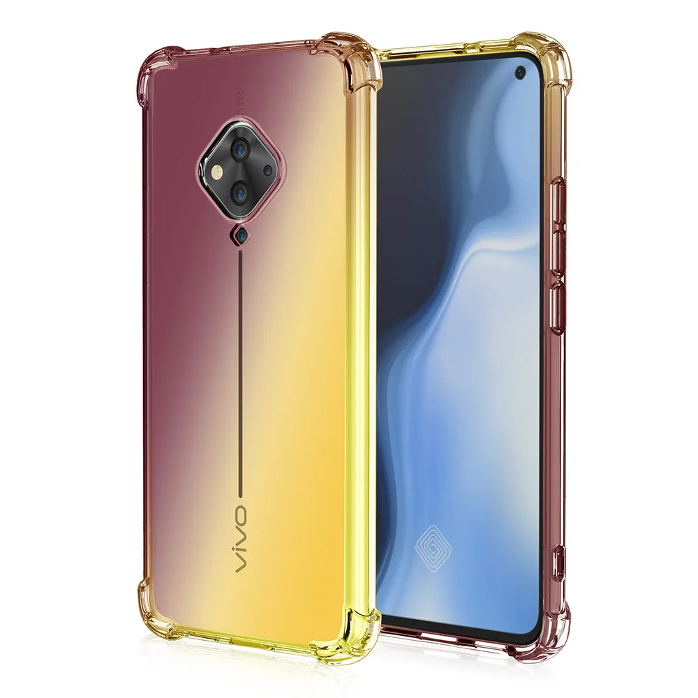 Противоударный градиентный телефонный чехол для Vivo S5 Y19/U3/Y5S X27 X23 X21i X21S X20 плюс X20 X9 X9s Plus Мягкий Защитный чехол