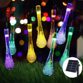 Nieuwe Zonne-energie Energie Raindrop Water Drop Led String Licht 20Leds 50Leds Outdoor Tuin Kerstverlichting Bruiloft Fairy lamp