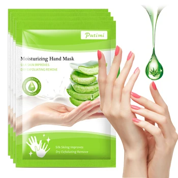 

PUTIMI 3packs Aloe Extract Hand Masks Moisturizing Whitening Hand Mask Soften Dry Skin Remove Calluses Spa Gloves Hand Cream