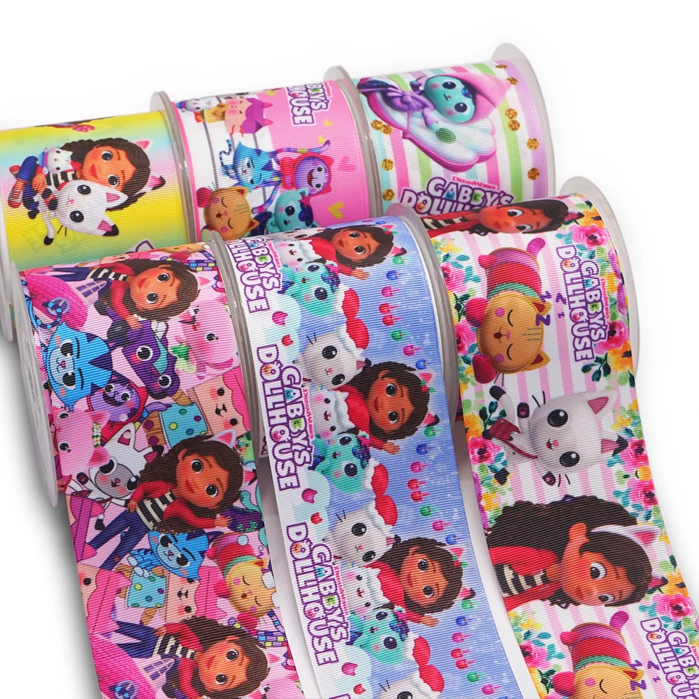 Gabby's Dollhouse Printed Grosgrain Ribbon For Hair Bows DIY Crafts Handmade Accessories 5 Yards 54766 grosgrain ribbon