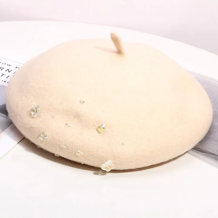 01911-luyanxuan-горный хрусталь шерсть красивый Дамский берет Женская шляпа для отдыха художника