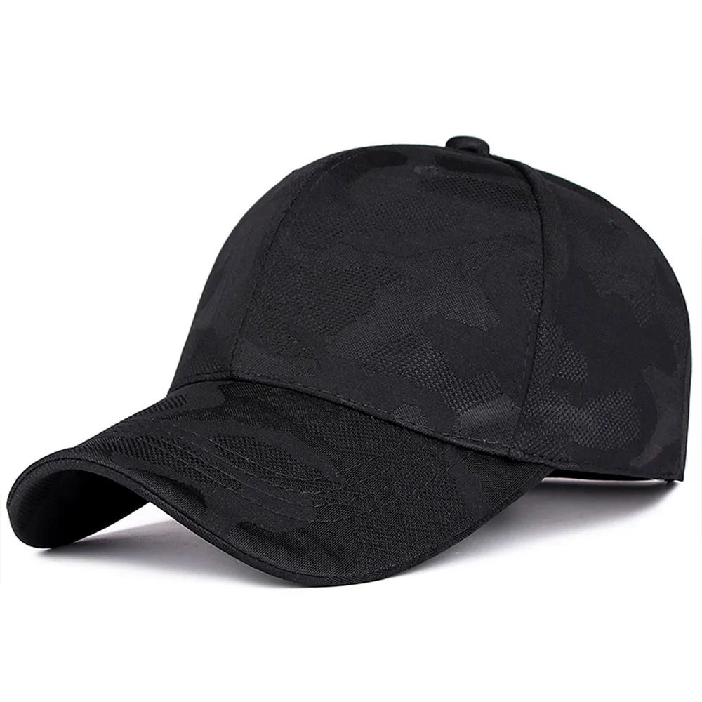 Унисекс Мужская и женская камуфляжная бейсболка Snapback Hat хип-хоп Регулируемая Кепка s Повседневная Уличная Солнцезащитная Спортивная Кепка - Цвет: Black