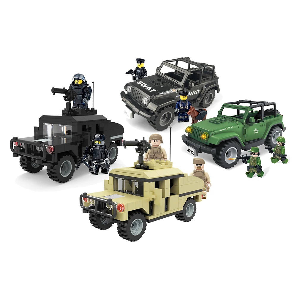 Éclairer bloc de construction ville SpeciaI Police SWAT équipe Jeep MOC éducatif brique jouet garçon cadeau-sans boîte