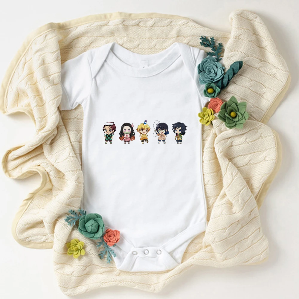 Baby Unisex Clothes Onesies Anime Demon Slayer Fashion 2022 Newborn Boy Bodysuit Cartoon Cute Infant Girl Clothes One-Pieces 2