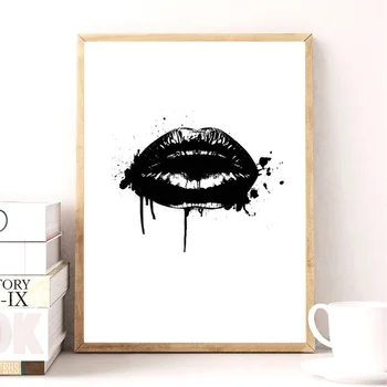 

Black Lips poster Art painting Pictures for Living Room No Frame