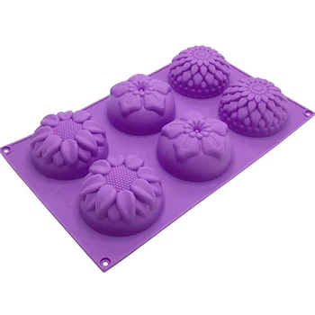 

6Lattice Silicone Mold 3D Sunflower Flower Form Jelly Donuts Pudding Molds DIY Soap Fondant Baking Fondation Decoration Tools