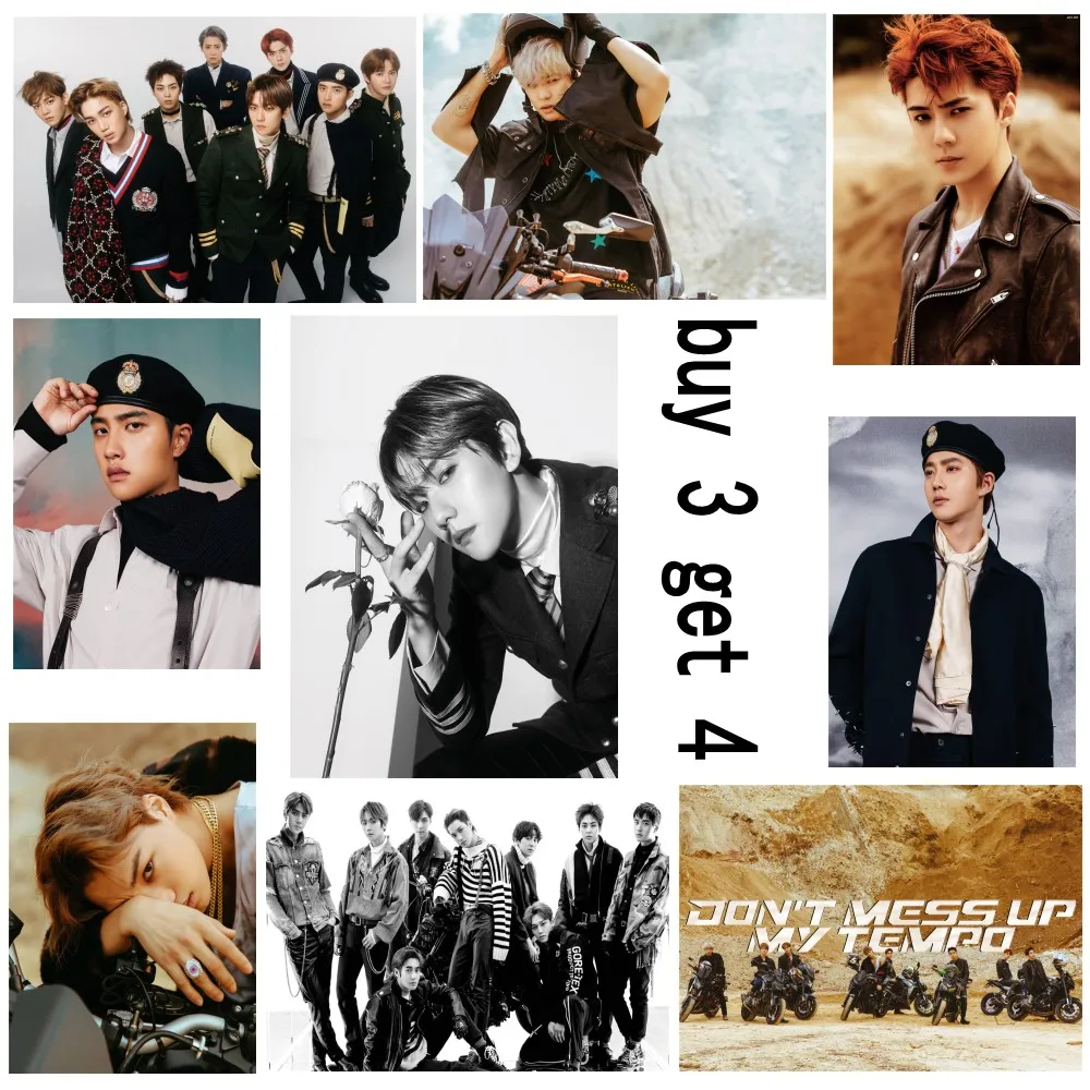

EXO Wall Stickers DON'T MESS UP MY TEMPO Posters White Coated Paper Home Decoration Clear Image Livingroom Bedroom Home Art