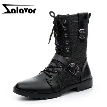 

ZALAVOR Winter Men Ankle Boots Fashion Print Casual Flats Shoes Men Keep Warm Lace Up Casual Metal Buckle Footwear Size 39-44