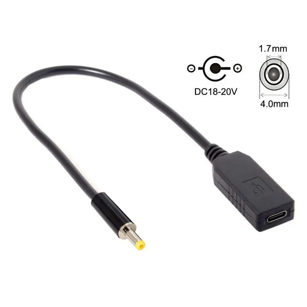 

USB 3.1 Type C USB-C to DC 20V 4.0 1.7mm Power Plug PD Emulator Trigger Charge Cable for Laptop
