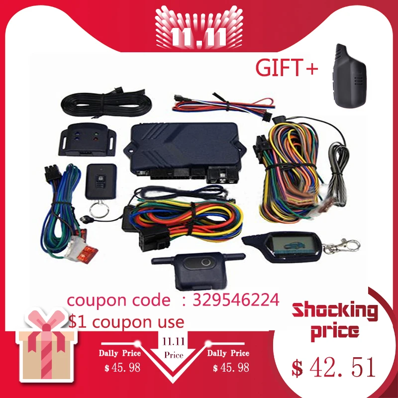 Comprar Versión rusa sistema de alarma de coche de dos vías con arranque del motor LCD Control remoto llavero funda para B9 con cubierta de silicona regalo