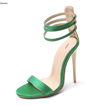 

Olomm 2020 Women Sandals Sexy Stiletto High Heels Sandals Open Toe Gorgeous Green Red Black Party Shoes Women US Plus Size 5-15